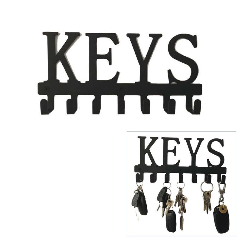 Catzon Keys Holder Hooks Organize Rack Wall Mounted -Black