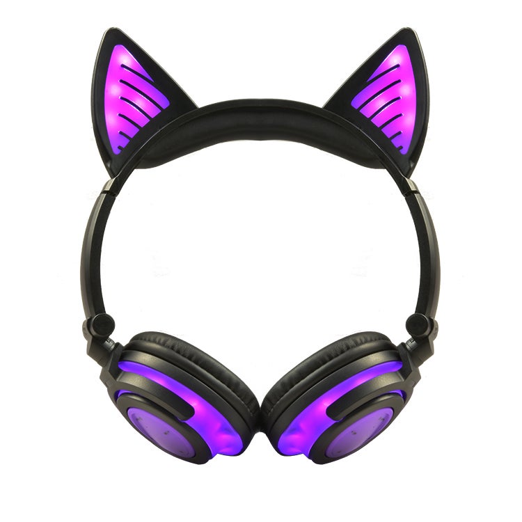 Catzon Kids Wireless Headphones Bluetooth Over Ear with LED Glowing Kids Headsets for Girls Boys-Purple