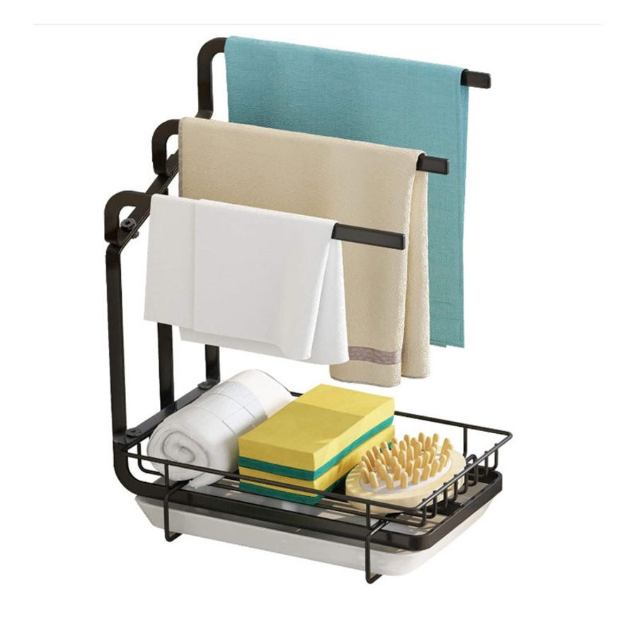 Buy Catzon Kitchen Rag Rack with Drip Tray Stainless Steel Sink Caddy ...