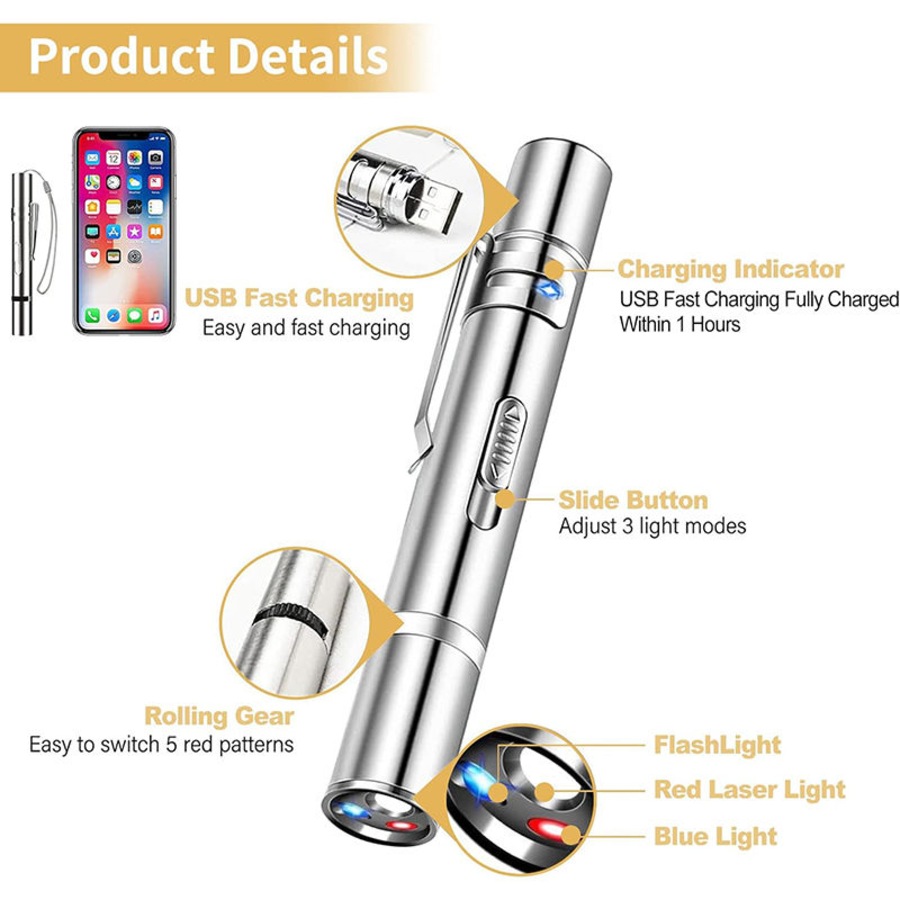 Catzon Laser Pointer Toy for Cat Toy Long Range 3 Modes USB Rechargeable