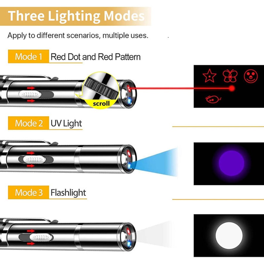 Catzon Laser Pointer Toy for Cat Toy Long Range 3 Modes USB Rechargeable