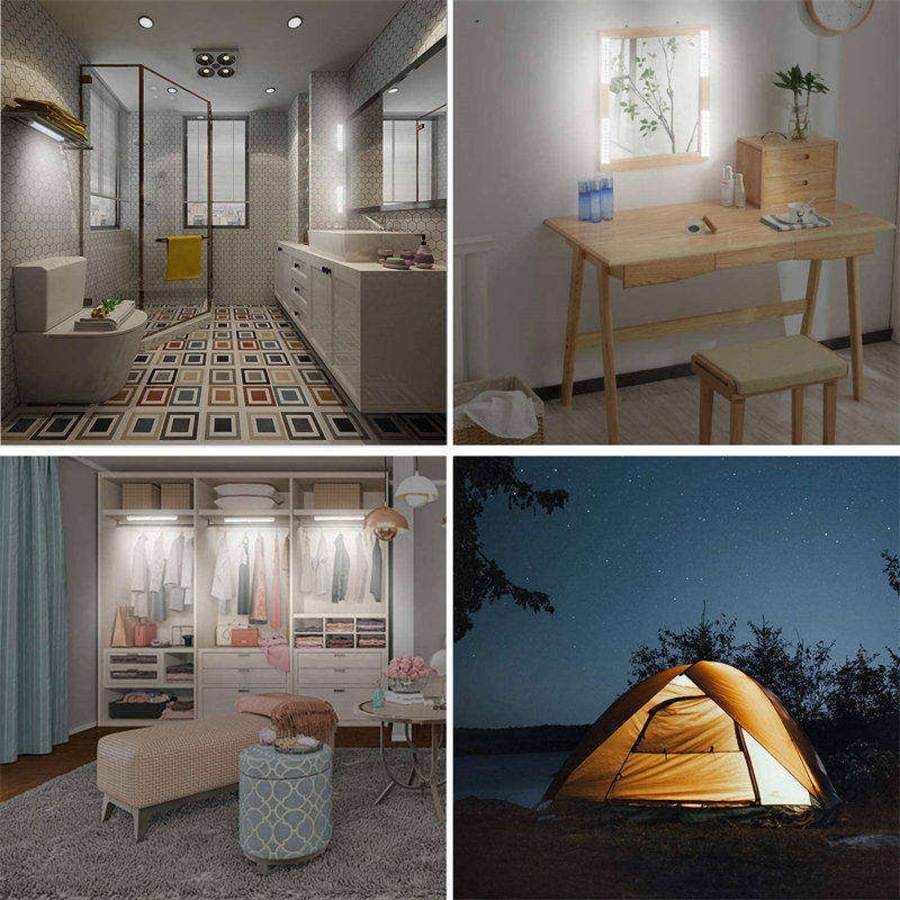 Catzon LED Closet Light 24-LED Rechargeable Motion Sensor White Light Bar for Stairs Wardrobe Kitchen Hallway (3 Packs)