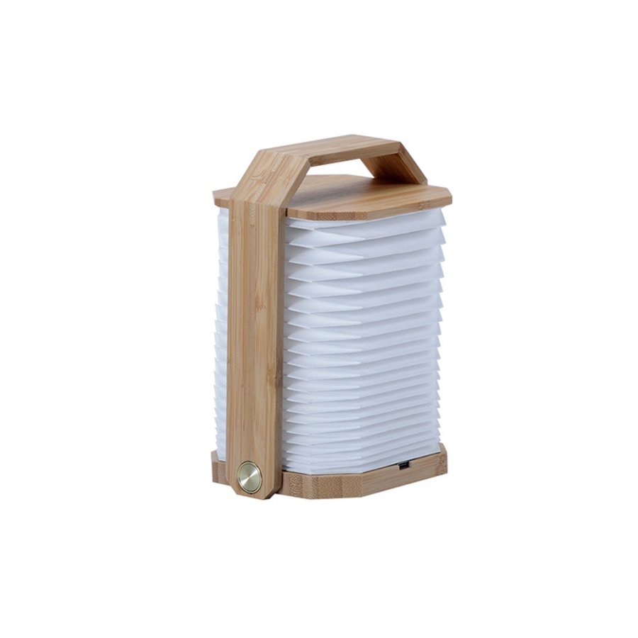 Catzon LED Hand Lamp Wood & Paper Hanging Folding Lantern for Home Office-Bamboo