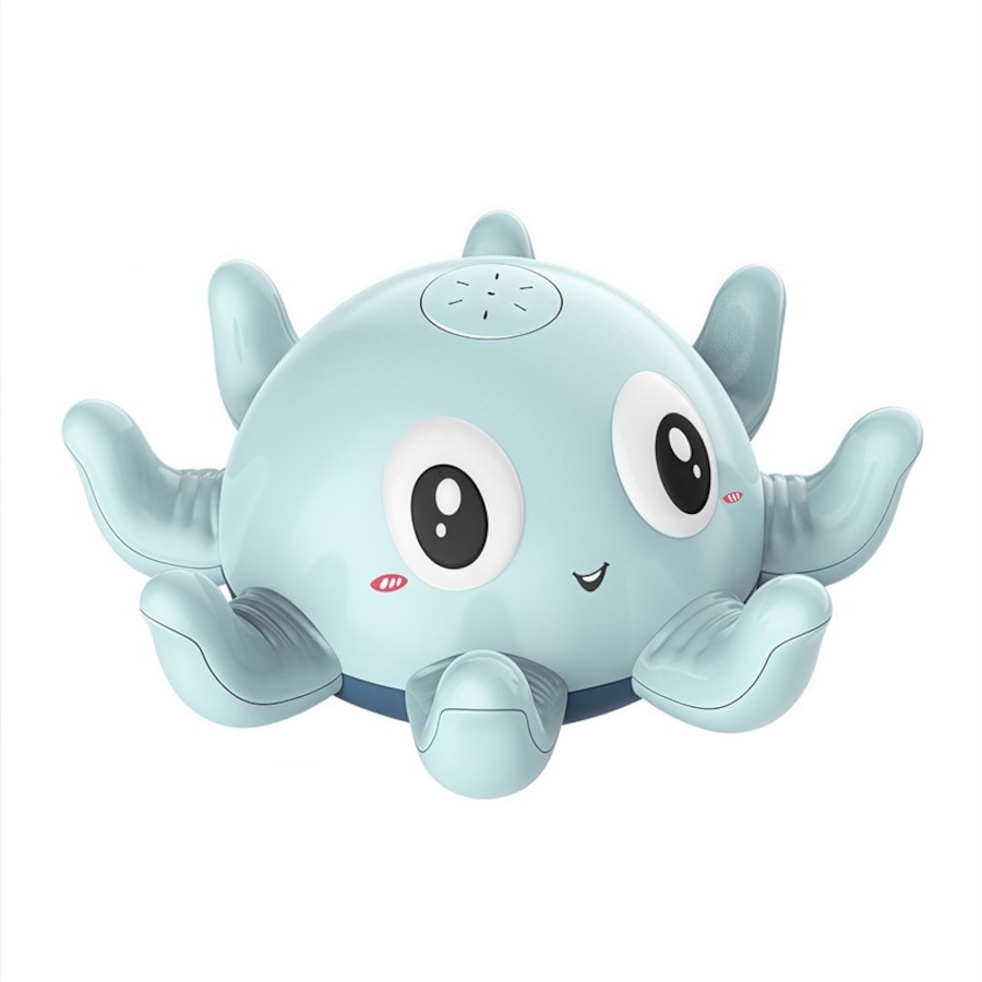 Catzon Light Up Octopus Sprinkler Baby Bath Toy Fountain Water Toy-Blue