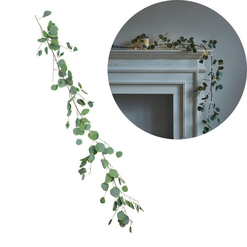 Buy Catzon Lighted Eucalyptus Garland 1.8m Battery Operated with Timer ...