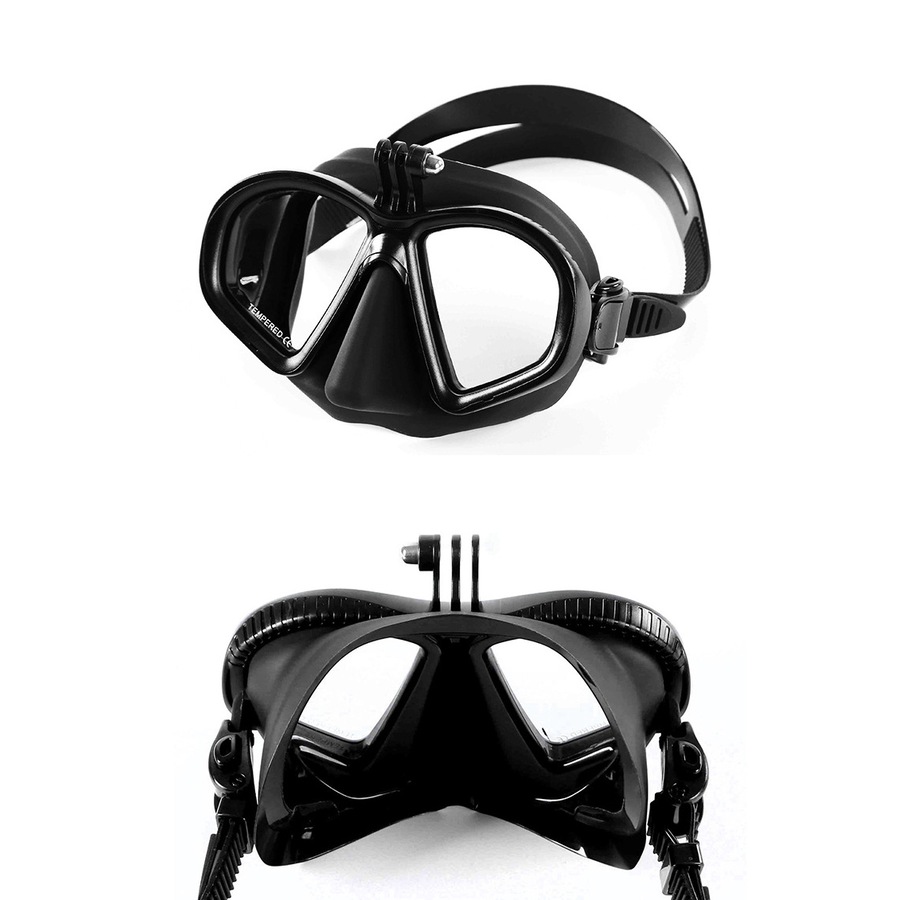 Catzon M2032 Swim Goggles Anti-Fog Tempered Glass UV Protection Waterproof Lens Adjustable Strap 3D Tight Fit Diving Mask -Black