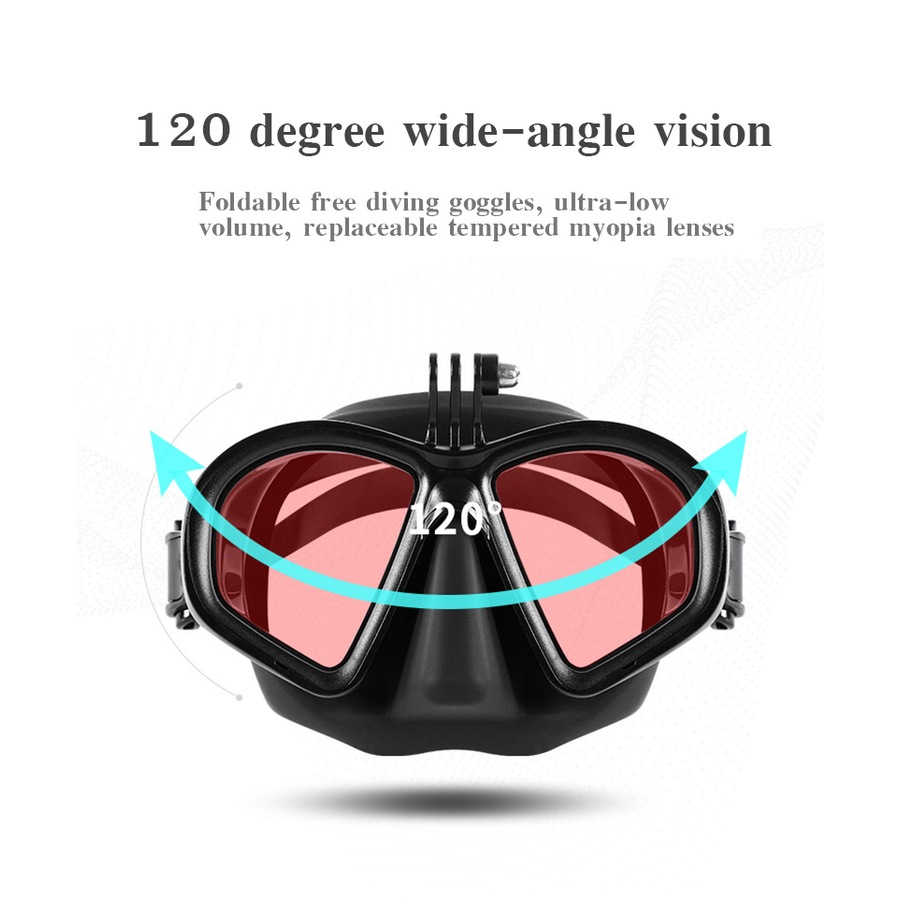 Catzon M2032 Swim Goggles Anti-Fog Tempered Glass UV Protection Waterproof Lens Adjustable Strap 3D Tight Fit Diving Mask -Black