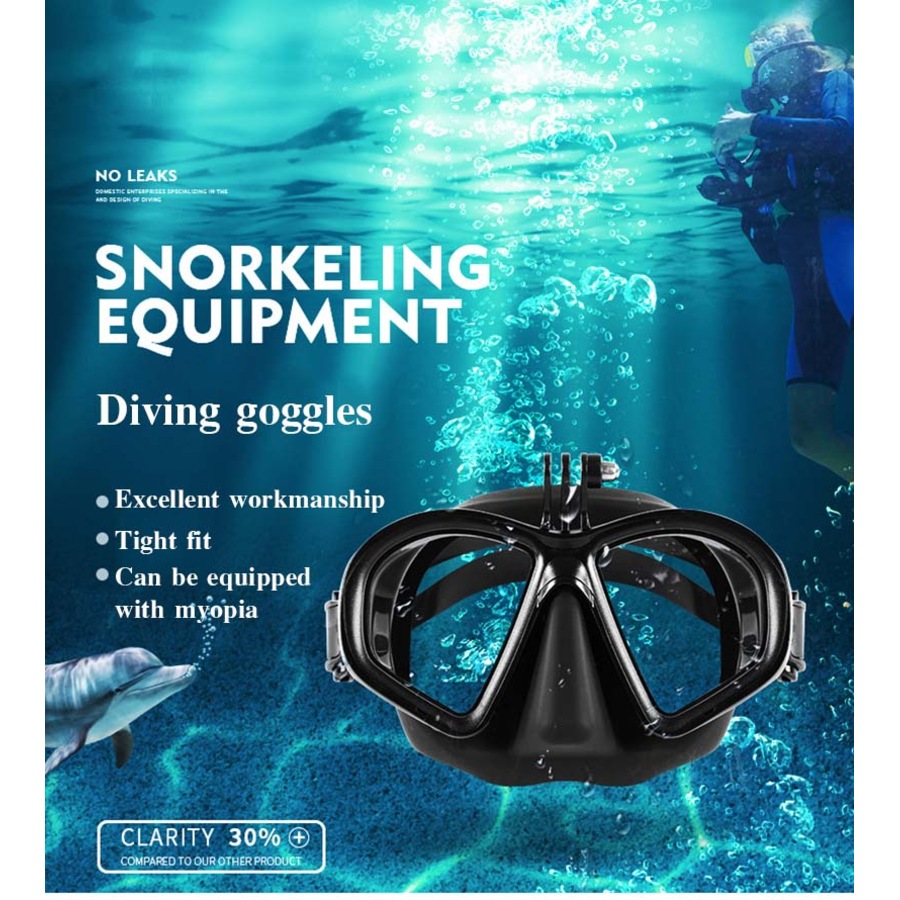 Catzon M2032 Swim Goggles Anti-Fog Tempered Glass UV Protection Waterproof Lens Adjustable Strap 3D Tight Fit Diving Mask -Black