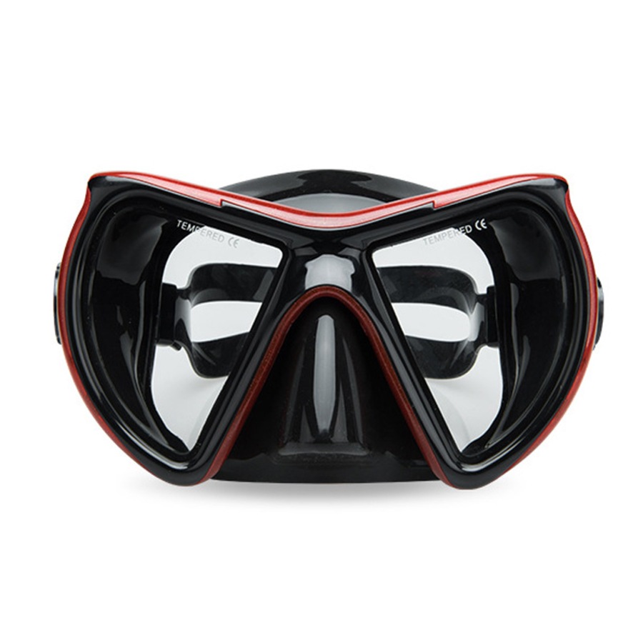 Catzon M24 Diving Mask Anti-Fog Tempered Glass Waterproof Lens Adjustable Strap Swimming Goggles For Snorkeling Swimming Scuba Diving-Red