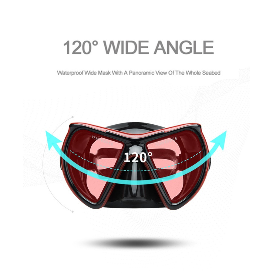 Catzon M24 Diving Mask Anti-Fog Tempered Glass Waterproof Lens Adjustable Strap Swimming Goggles For Snorkeling Swimming Scuba Diving-Red