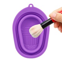 Catzon Makeup Brush Silicone Cleaning Mat Foldable Cleaning Bowl-Purple