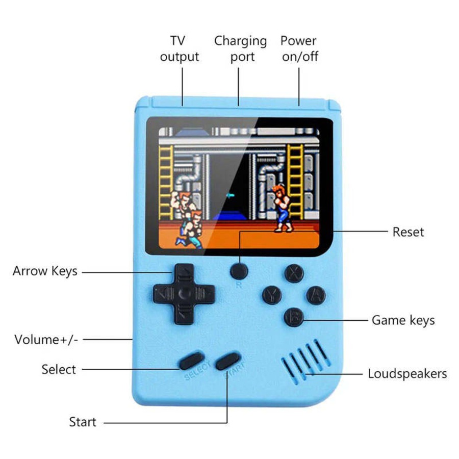 Catzon Mini Handheld Game Console with 500 Games Support TV Output Kids Gift-Green