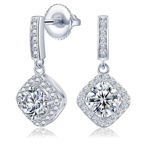 Catzon Moissanite Earrings 0.5CT D Color 925 Sterling Silver Drop Earrings Lab Created Diamond Screw Back Jewelry For Women-033