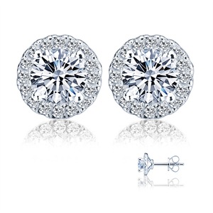 Catzon Moissanite Stud Earrings 0.5CT 925 Sterling Silver Lab Created Diamond Platinum Screw Back Jewelry For Women-128