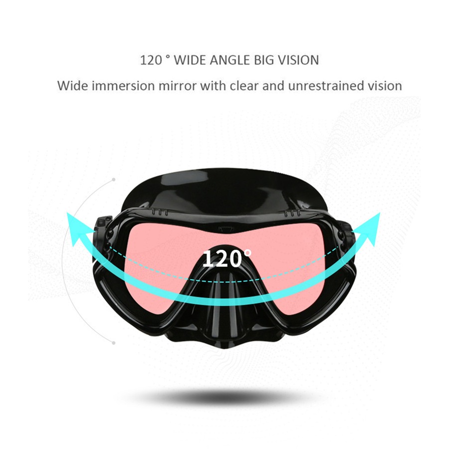Catzon MS1110 Snorkel Set Anti-Fog Tempered Glass Watertight Lens Diving Mask For Snorkeling Swimming And Scuba Diving-Black