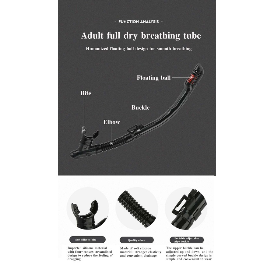 Catzon MS1110 Snorkel Set Anti-Fog Tempered Glass Watertight Lens Diving Mask For Snorkeling Swimming And Scuba Diving-Black