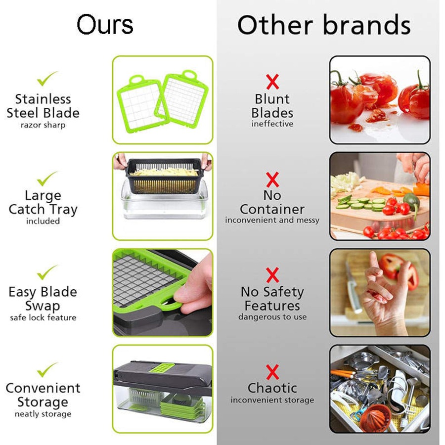 Catzon Multifunctional Chopper with Container Kitchen Vegetable Slicer Dicer