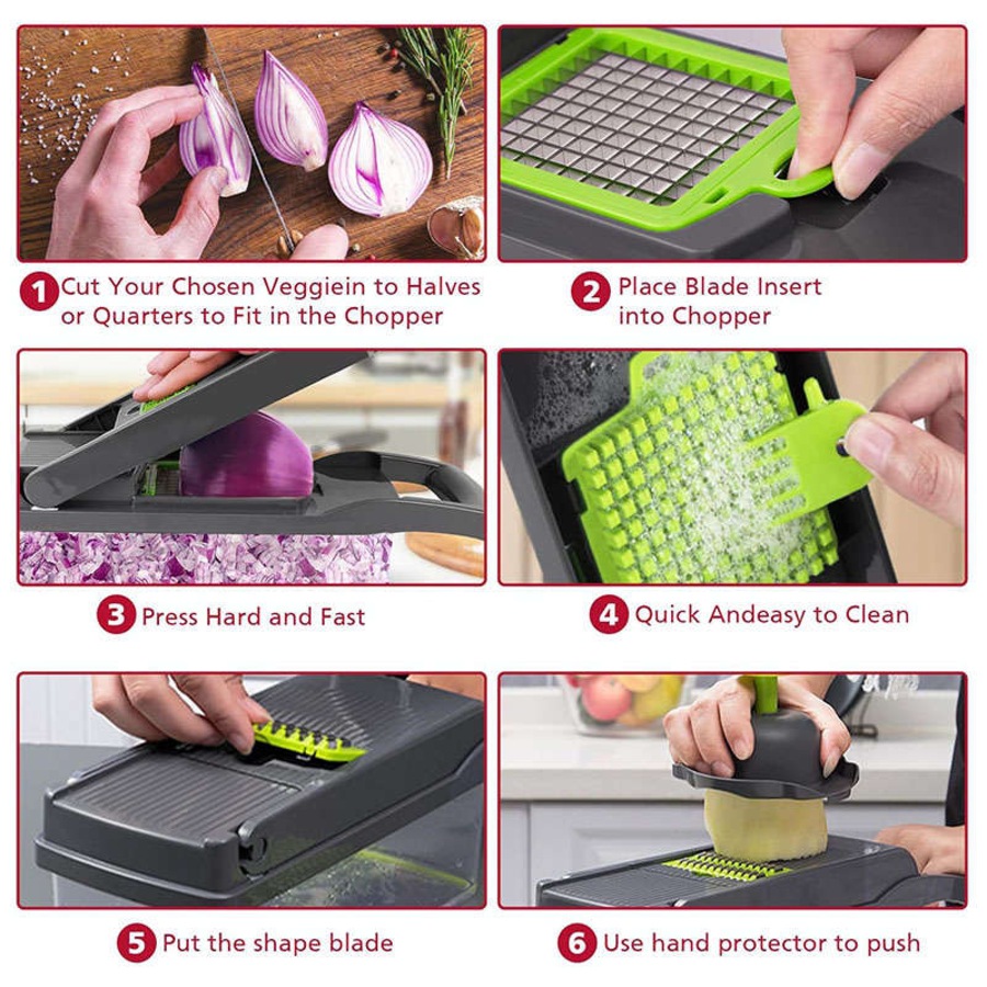 Catzon Multifunctional Chopper with Container Kitchen Vegetable Slicer Dicer