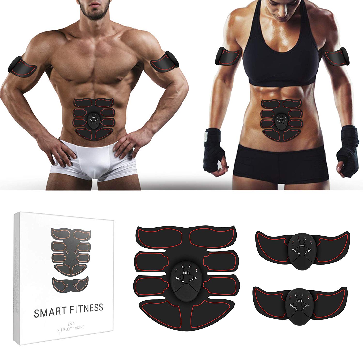 Catzon Muscle Toner With 20 EXTRA Gel Pads EMS Abdominal Toning Belt For Men Women Portable Arm/Leg Trainer