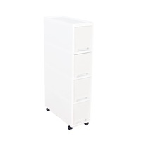 Catzon Narrow Rolling Storage Cart 4-Tier with Drawers for Bathroom Kitchen-Grey