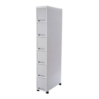 Catzon Narrow Rolling Storage Cart 6-Tier with Drawers for Bathroom Kitchen-Grey