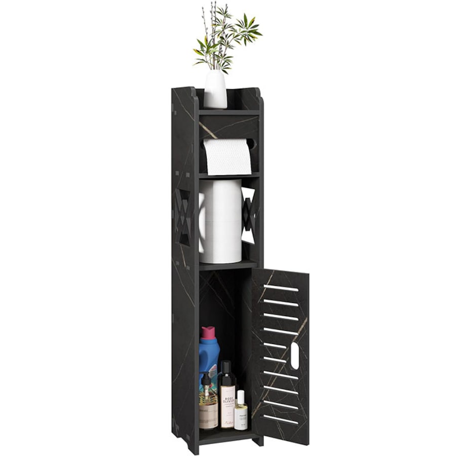 Catzon Narrow Storage Cabinet for Bathroom with Doors and Shelves-A