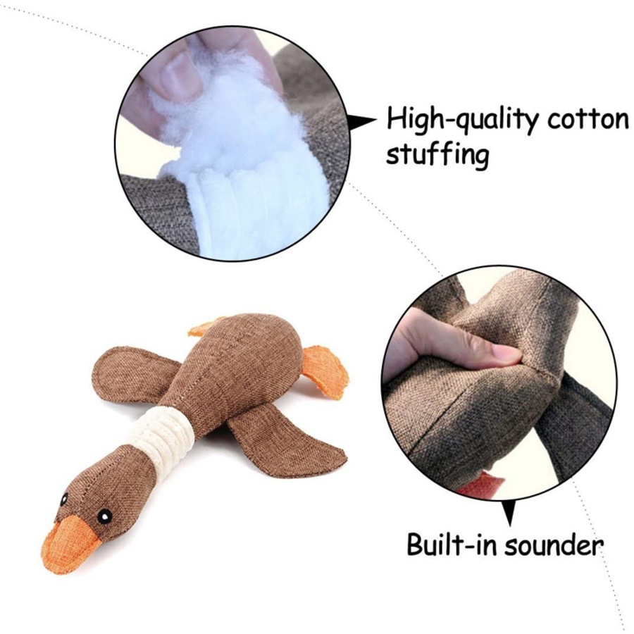 Catzon Pet Dog Toys for Strong Aggressive Chewers Indestructible Small Breed and Squeaky Goose-Coffee