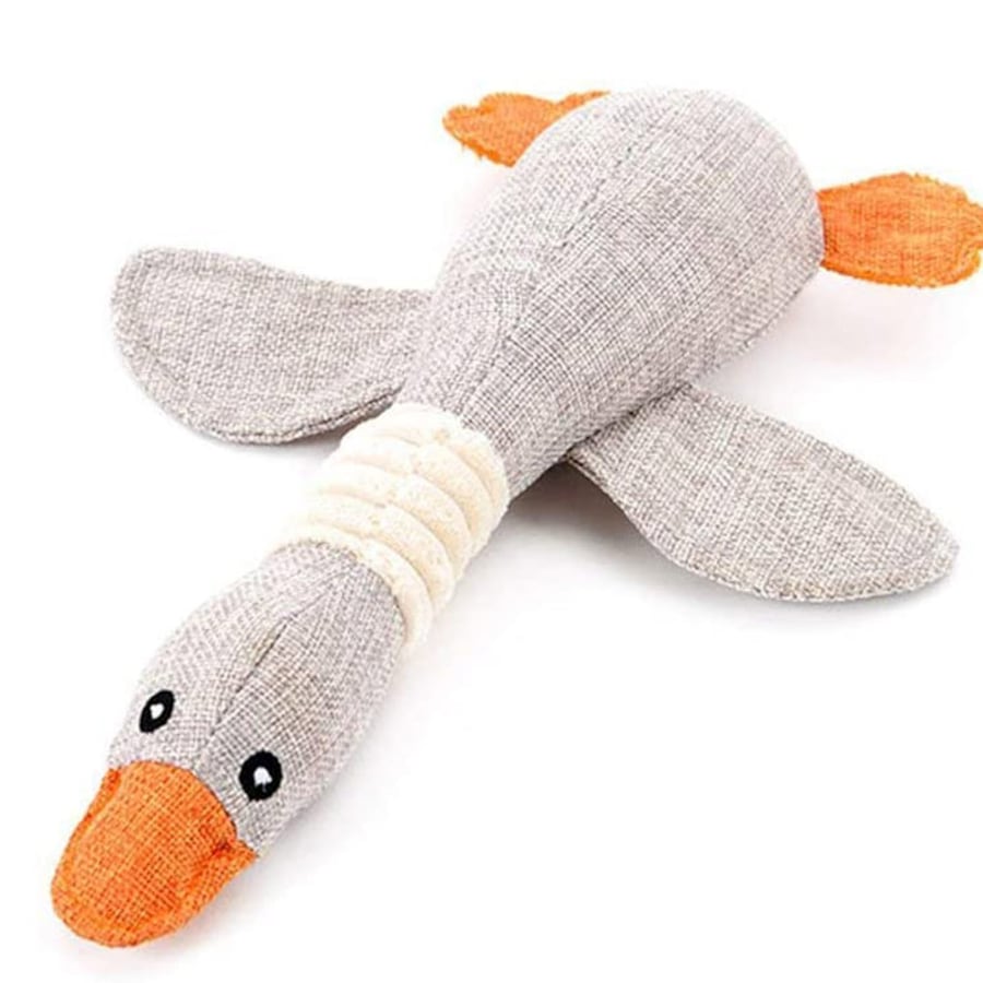 Catzon Pet Dog Toys for Strong Aggressive Chewers Indestructible Small Breed and Squeaky Goose-Gray