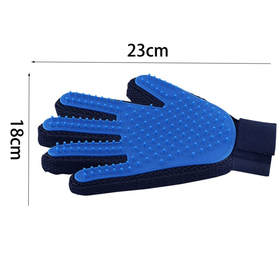 Catzon Pet Hair Remover Glove Gentle Massage Mitt with Enhanced Five Finger Design Blue-Right Hand