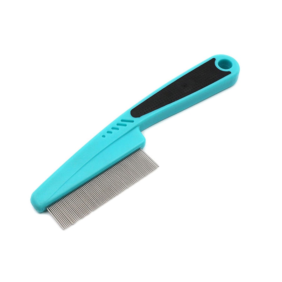 Catzon Pet Pin Comb Upgraded Rubber Handle Dog Hair Comb for Dogs Cats Grooming Supplies-Blue