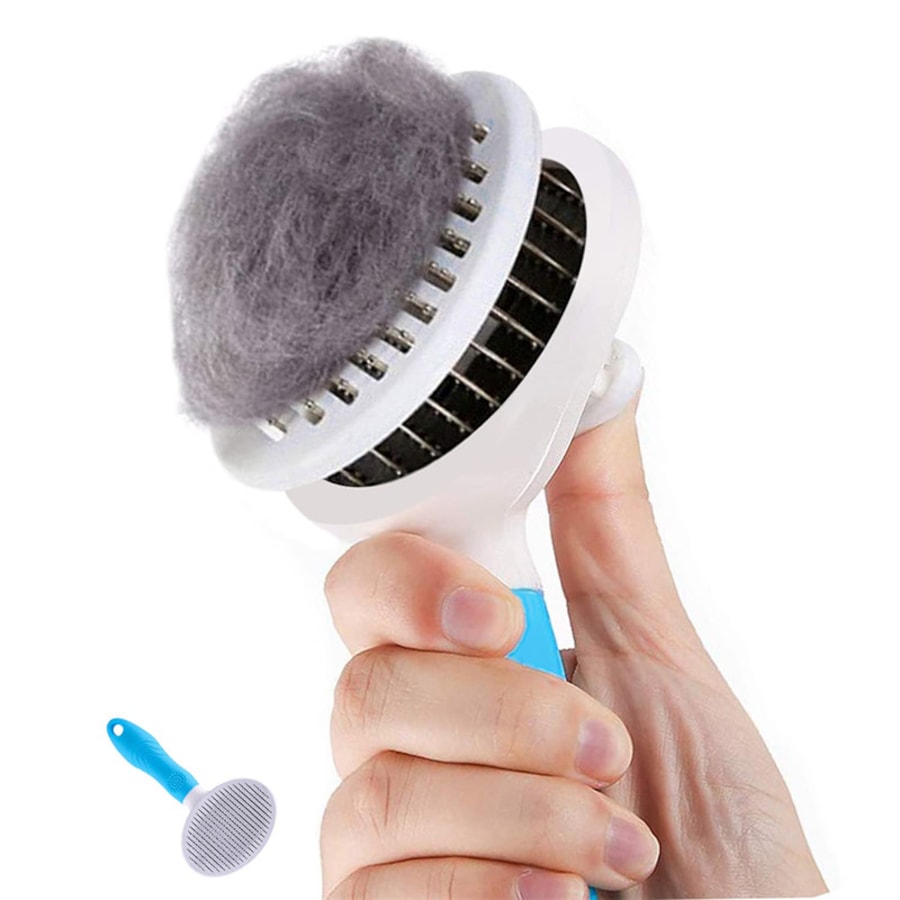 Catzon Pet Self-Cleaning Slicker Brushes for Shedding Grooming Removes Loose Undercoat-Blue
