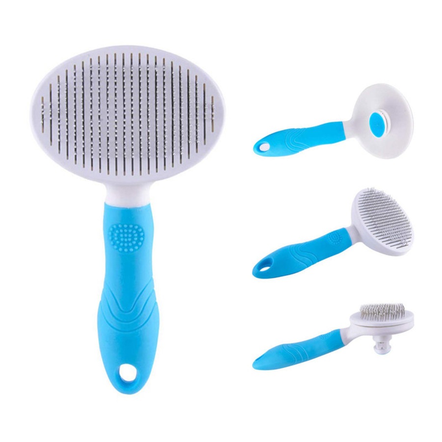 Catzon Pet Self-Cleaning Slicker Brushes for Shedding Grooming Removes Loose Undercoat-Blue