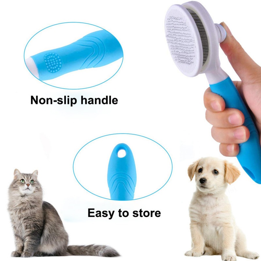 Catzon Pet Self-Cleaning Slicker Brushes for Shedding Grooming Removes Loose Undercoat-Blue
