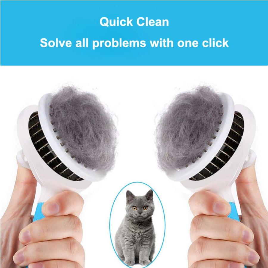 Catzon Pet Self-Cleaning Slicker Brushes for Shedding Grooming Removes Loose Undercoat-Blue