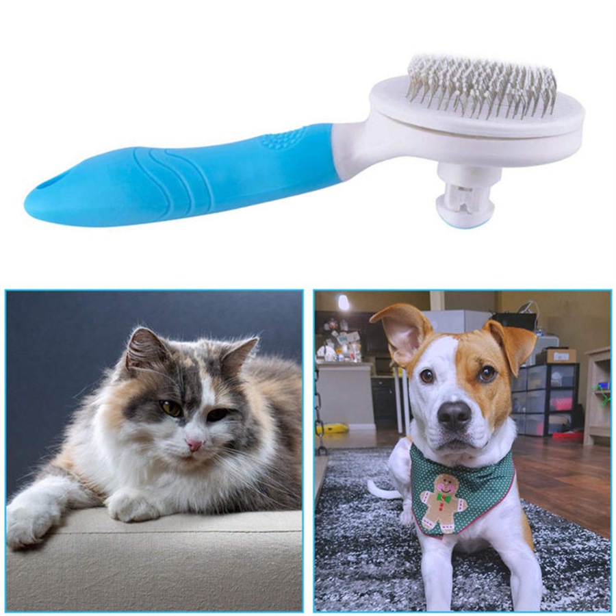 Catzon Pet Self-Cleaning Slicker Brushes for Shedding Grooming Removes Loose Undercoat-Blue