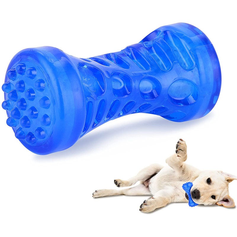 Catzon Pet Squeaky Chew Toys for Dogs Teething Cleaning-Short Dumbbell
