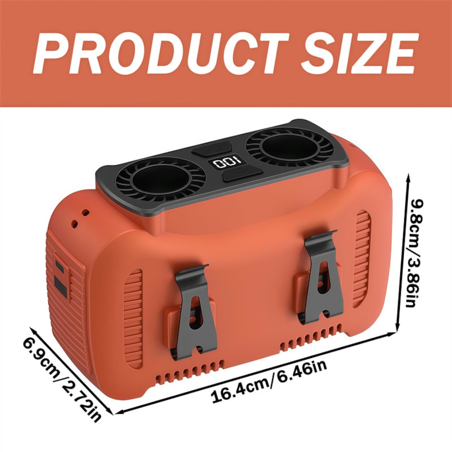 Catzon Portable Waist Fan 15000mAh Rechargeable Battery Personal Fan-Orange