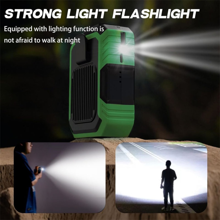 Catzon Portable Waist Fan Belt Cool Clip Fans with 4000mAh Battery Power Supply 3 Speed Settings LED Lights-Green