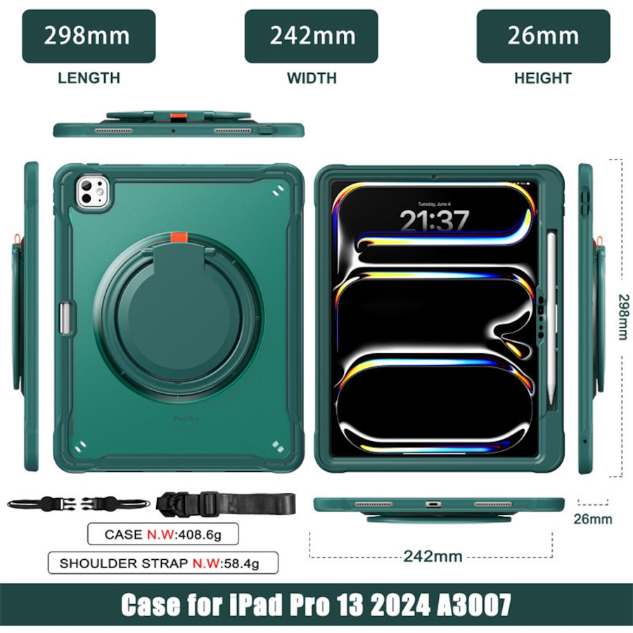 Catzon Protective Case for iPad Pro 13 M4/M5 2024/2025-Green