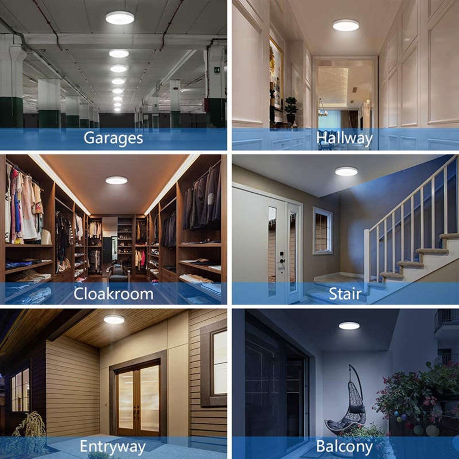 Catzon Radar Sensing LED Ceiling Light 18W Lighting Fixture with Remote-Black