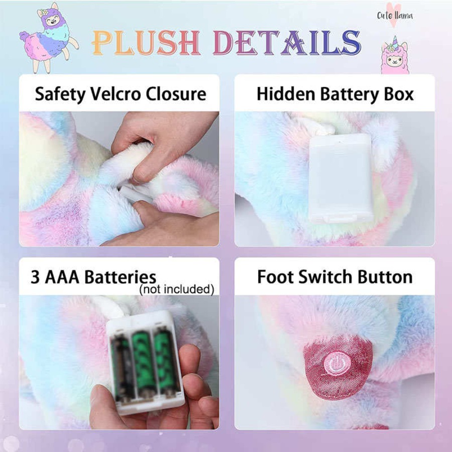 Catzon Rainbow Luminous Alpaca Plush Toys Birthday Gift for Girls