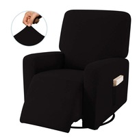 Catzon Recliner Stretch Sofa Slipcover Sofa Cover 4-Pieces Furniture Protector Couch Soft-Black