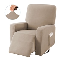 Catzon Recliner Stretch Sofa Slipcover Sofa Cover 4-Pieces Furniture Protector Couch Soft-Khaki