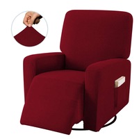 Catzon Recliner Stretch Sofa Slipcover Sofa Cover 4-Pieces Furniture Protector Couch Soft-Wine Red