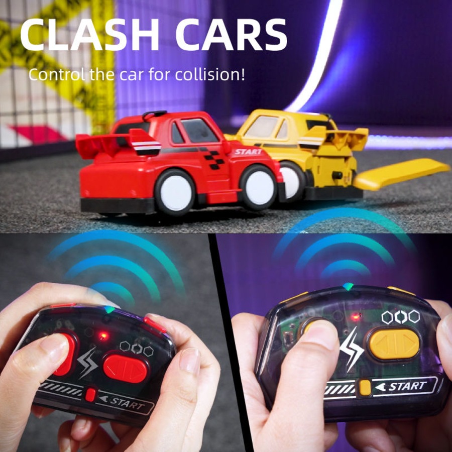 Catzon Remote Control Bumper Car Set of 2 Mini RC Car with Light & Sound Effect for Kids