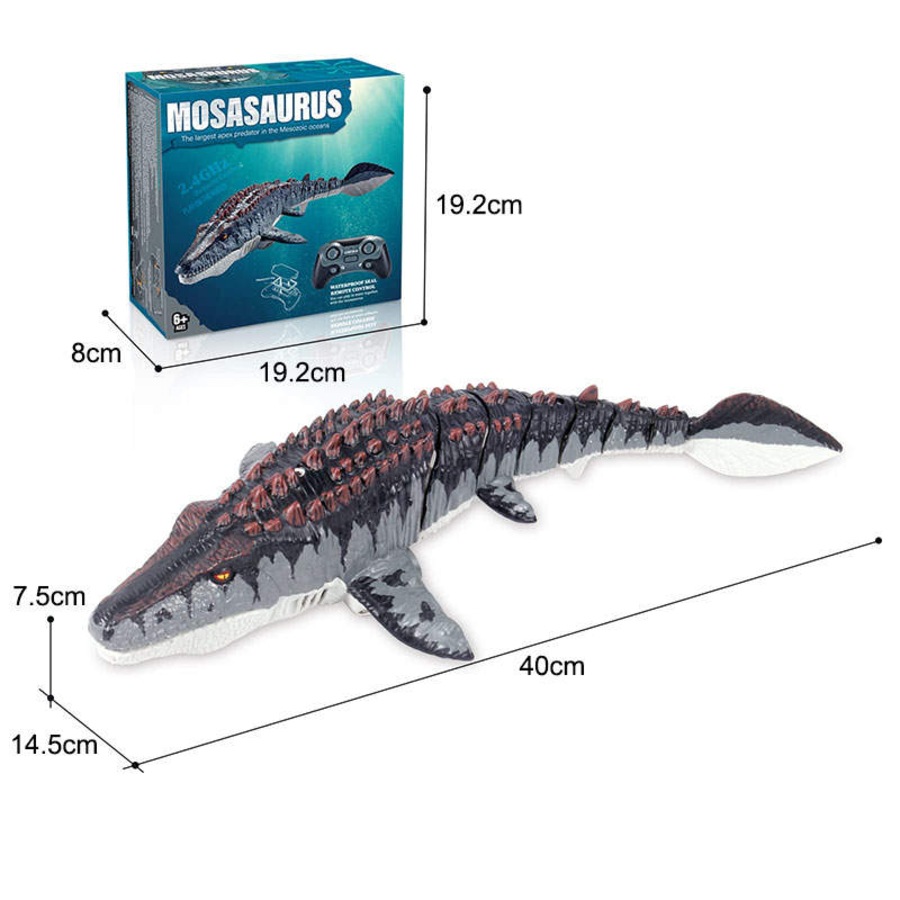 Catzon Remote Control Mosasaurus Dinosaur Toys Upgrade Mosasaurus Water Toy Pool Toys Dino with Light and Spray Water for Kids