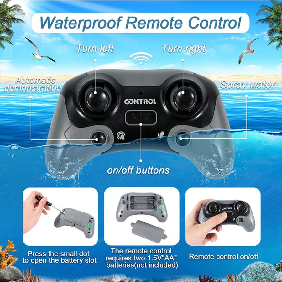 Catzon Remote Control Mosasaurus Dinosaur Toys Upgrade Mosasaurus Water Toy Pool Toys Dino with Light and Spray Water for Kids