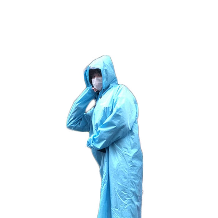 Catzon RH90 Portable Raincoats for Adults Reusable Rain Ponchos with Hoods and Sleeves Lightweight Raincoats -Light Blue
