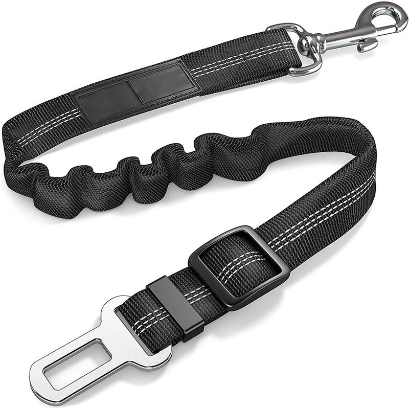 Catzon Seat Belt for Dogs with Elastic Bungee Buffer Car Travel Accessories-Black