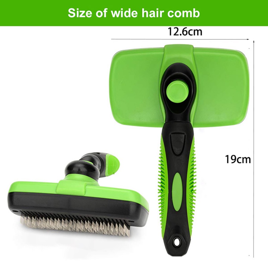 Catzon Self-Cleaning Slicker Brush for Pet Grooming Brush to Remove Long Loose Fur-Green